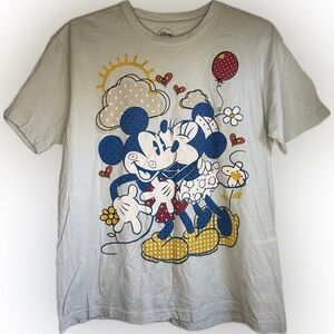 Disney Mickey & Minnie Polka Dot Kiss Women's T-shirt Size Large